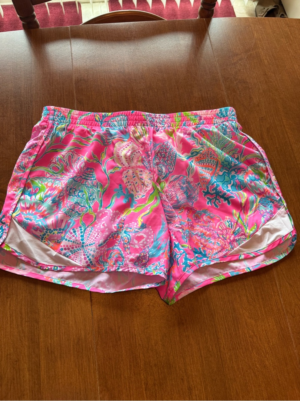 Lilly Pulitzer Bright Pink Multicolor Coral-Print Athletic Shorts